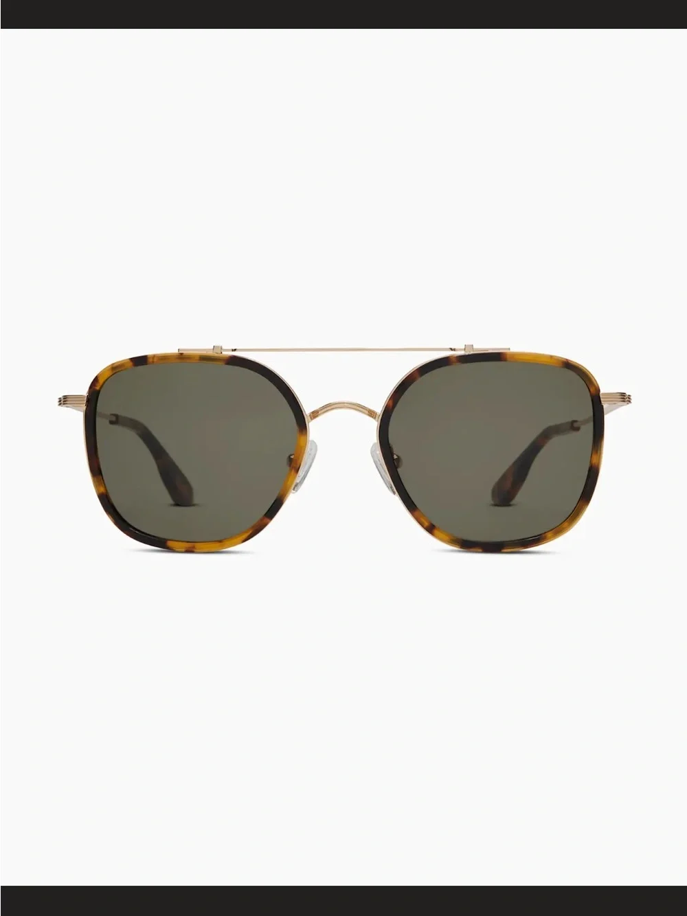Quince Tortoiseshell and Gold Aviator Sunglasses with Green Lenses